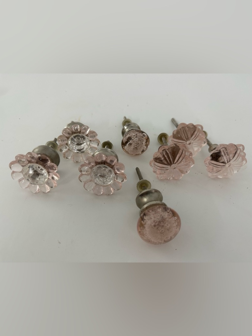 Anthropologie Blush Glass Drawer Knobs - Set of Eight